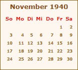 Kalender November 1940