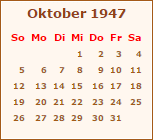 Kalender Oktober 1947