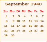 Kalender September 1940