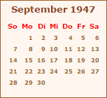 Kalender September 1947