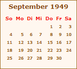 Kalender September 1949