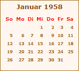 Kalender 1958