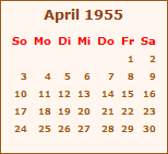 Kalender April 1955
