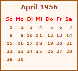 Kalender April 1956