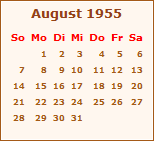 Kalender August 1955