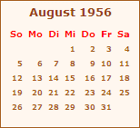 Kalender August 1956