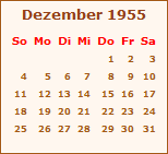 Kalender Dezember 1955