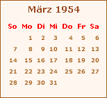 Kalender März 1954