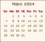 Kalender Mrz 1954
