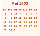Kalender Mai 1955