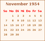 Kalender November 1954