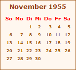 Kalender November 1956