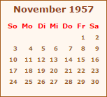 Kalender November 1957