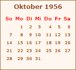Kalender Oktober 1956
