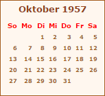 Kalender Oktober 1957