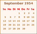 Kalender September 1954