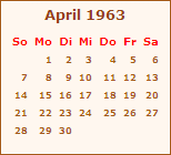Kalender April 1963