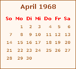 Kalender April 1968