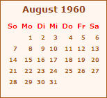 Kalender August 1960