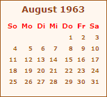 Kalender August 1963