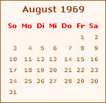 Kalender August 1969