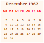 Kalender Dezember 1962