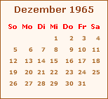 Kalender Dezember 1965