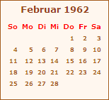 Kalender 1962