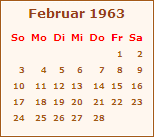 Kalender Februar 1963