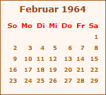 Kalender Februar 1964