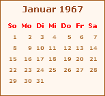 Kalender Januar 1967