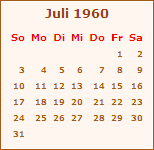 Kalender Juli 1960