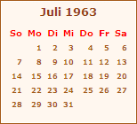 Kalender Juli 1963