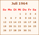 Kalender Juli 1964