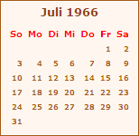 Kalender Juli 1968