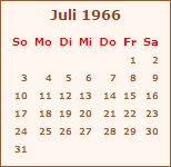 Kalender Juli 1967