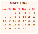 Kalender März 1966