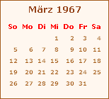 Kalender März 1967