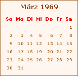 Kalender März 1969