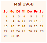 Kalender Mai 1960