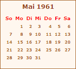 Kalender Mai 1961