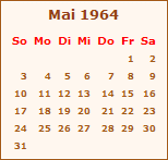 Kalender Mai 1964