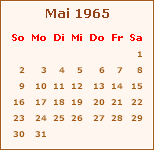 Kalender Mai 1965