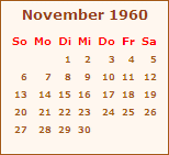 Kalender November 1960
