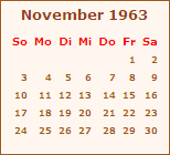 Kalender November 1963
