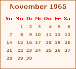 Kalender November 1965