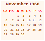 Kalender November 1966