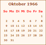 Kalender Oktober 1968