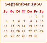 Kalender September 1960