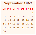 Kalender September 1962